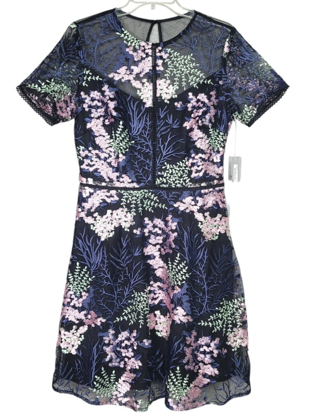 Chelsea28 Dress Women's M Black Embroidery Lace Floral Romantic Elegant Party